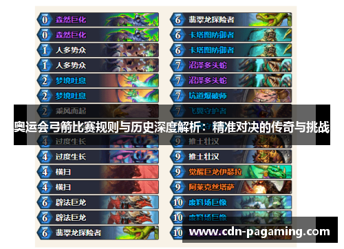 奥运会弓箭比赛规则与历史深度解析:精准对决的传奇与挑战 奥运会弓箭比赛规则与历史深度解析:精准对决的传奇与挑战